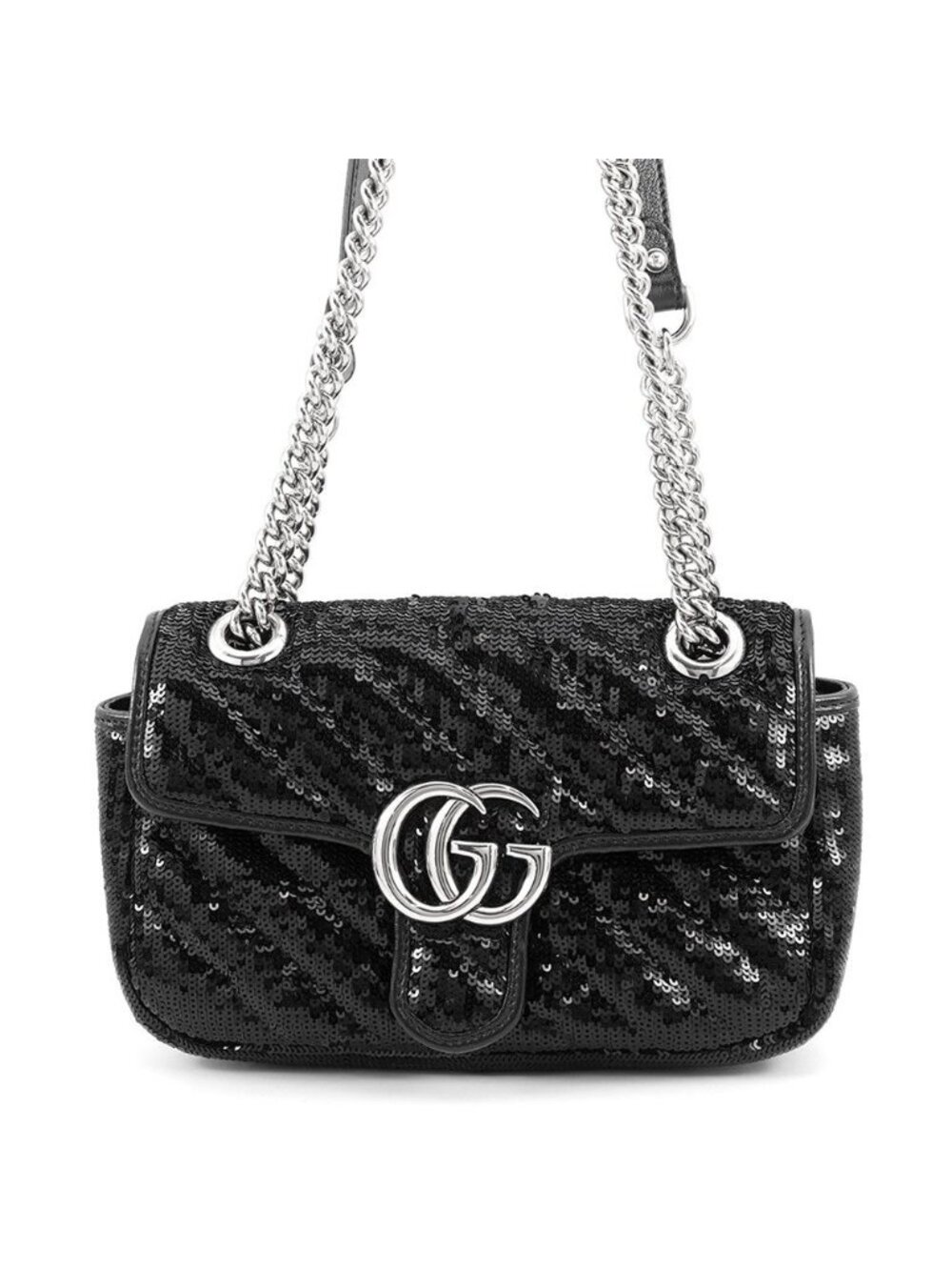 Gucci Shoulder Bag GG Marmont Sequins Black
